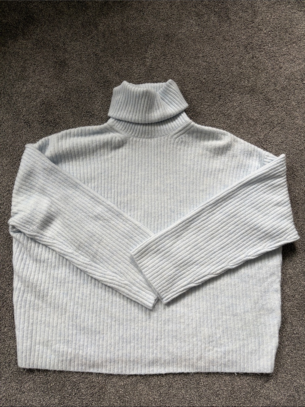H&M Ribbed Turtleneck Sweater - Light  Gray